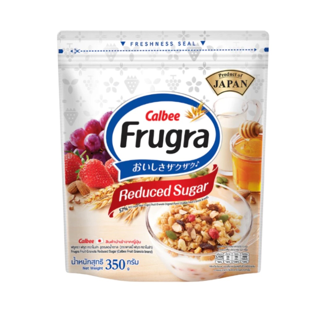 คาลบี้ ฟรูกรา ฟรุตกราโนล่าสูตรน้ำตาลน้อย Frugra Fruit Granola Reduced Sugar 350g.