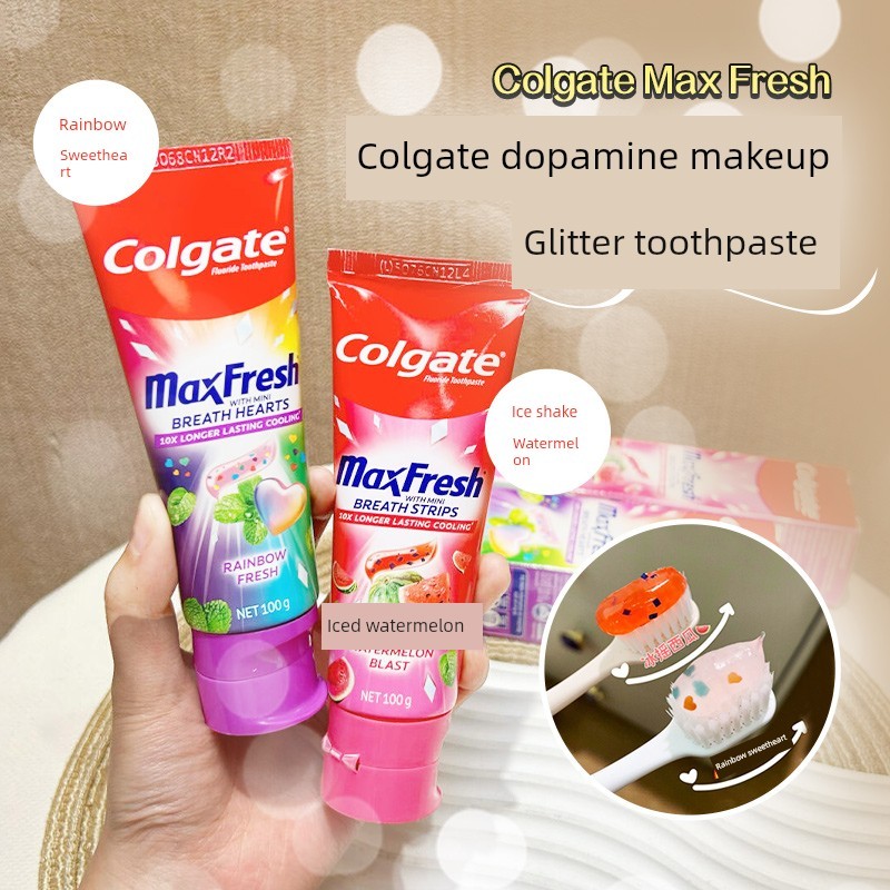 ยาสีฟัน T Thailand Colgate Dopamine Glitter Sequin Toothpaste Colgate Peach Watermelon Brightening S