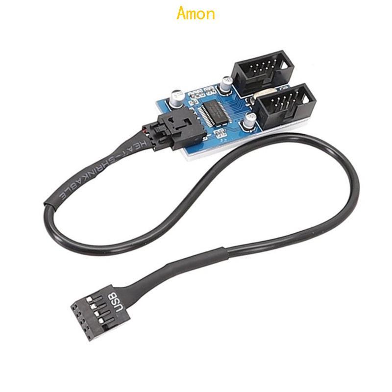 Amon Internal USB2 0 9Pin Header 1 ถึง 2 Female Splitter Adapter Cable สําหรับขยายการเชื่อมต่อเมนบอร