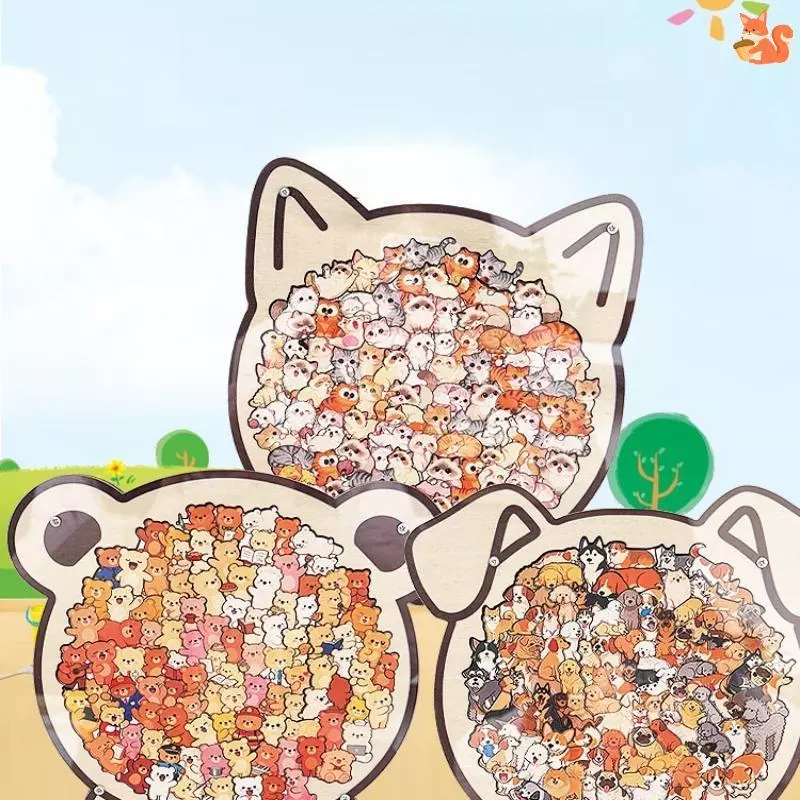 [BI] 1 ชุดความเครียดบรรเทาจิ๊กซอว์ปริศนาสัตว์สุนัขแมวหมีธีมการ์ตูนปริศนาไม้ของเล่นสําหรับตกแต่งบ้านสนุกของเล่นเพื่อการศึกษาของขวัญ TH