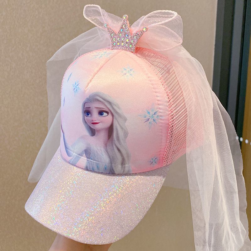 หมวกเบสบอลที่สวยงามปี 2026 แบบการ์ตูนในสไตล์นางฟ้า มุ้งตาข่ายบางเบากันแดดและม่านบังแดด