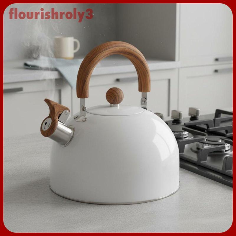 [Flurish] Whistling กาต้มน้ําสแตนเลส 3L Ergonomic Wood Handle Retro Tea Kettle สําหรับน้ําเดือดบนเตา