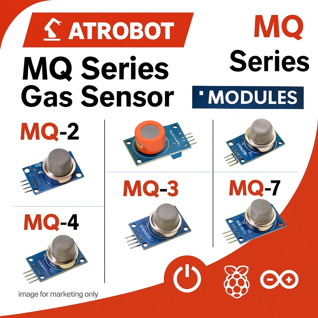MQ-2, MQ-4, MQ-5, MQ-6, MQ-8, MQ-135 Gas Sensor Modules Kit (6pcs) for Arduino – Smoke, LPG, CO, H2 