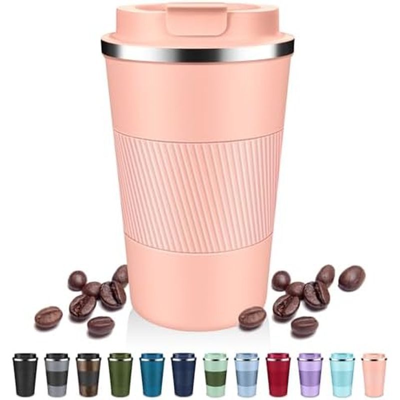 DUBUXW Insulated Coffee Tumblers with Flip Lid 12oz / 17oz, Stainless Steel Travel Coffee Mug Leak P