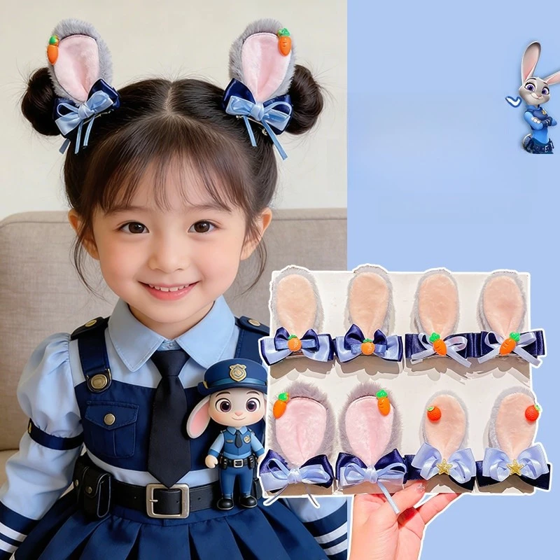 หูกระต่ายแบบตำรวจและกิ๊บรัดผมลายจูดี้โบว์ สำหรับทรงผมกลมและรูปปากเป็ด