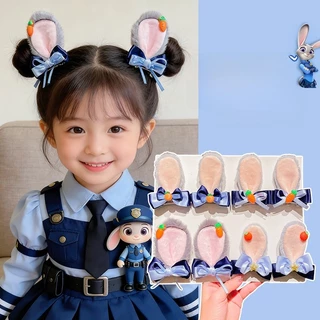 หูกระต่ายแบบตำรวจและกิ๊บรัดผมลายจูดี้โบว์ สำหรับทรงผมกลมและรูปปากเป็ด