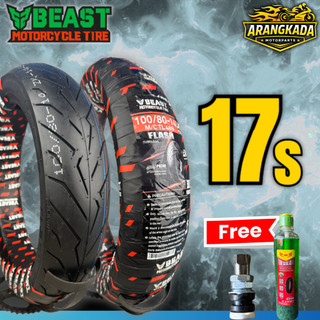BEAST TIRE FLASH Original Tubeless 17 Inches Motorcycle Tire with Free Sealant & Pito