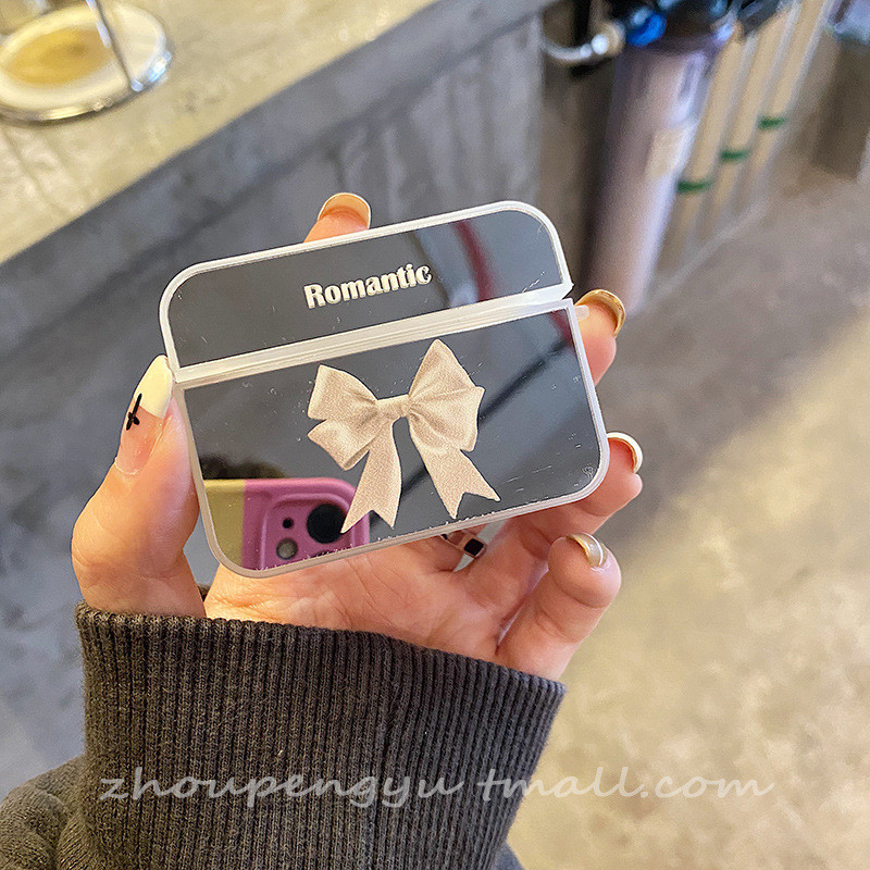 กระจกกระจก Square Shell Bowknot airpodspro 3rd Generation หูฟังป้องกันกรณีเหมาะสําหรับ Apple 2nd Gen