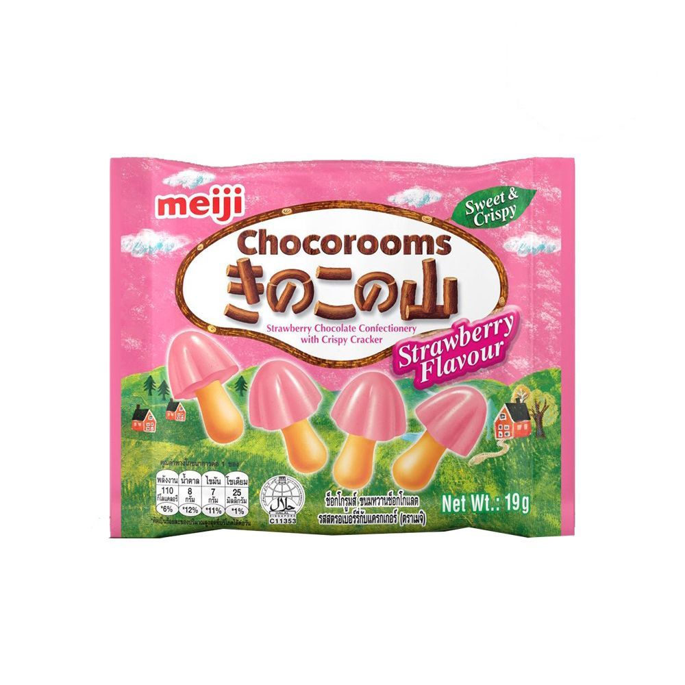 [สินค้าส่งด่วน] เมจิช็อกโกรูมส์สตรอเบอร์รี่ 19 กรัม MEIJI CHOCOROOMS STRAWBERRY 19 G.