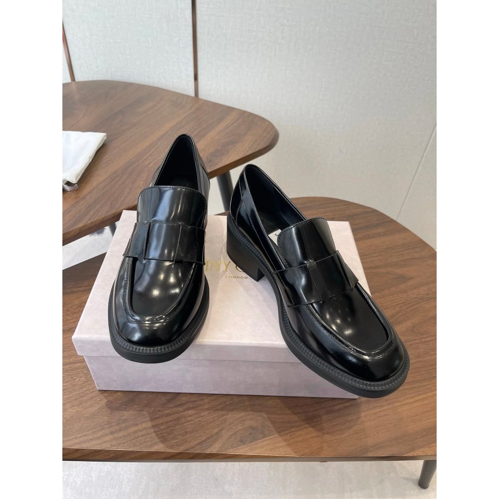 2025.12.16-6 ซม.ส้น Chou Yangjie Jimmy Choo JC รองเท้าโลฟเฟอร์พื้นหนา/รองเท้าส้นสูง