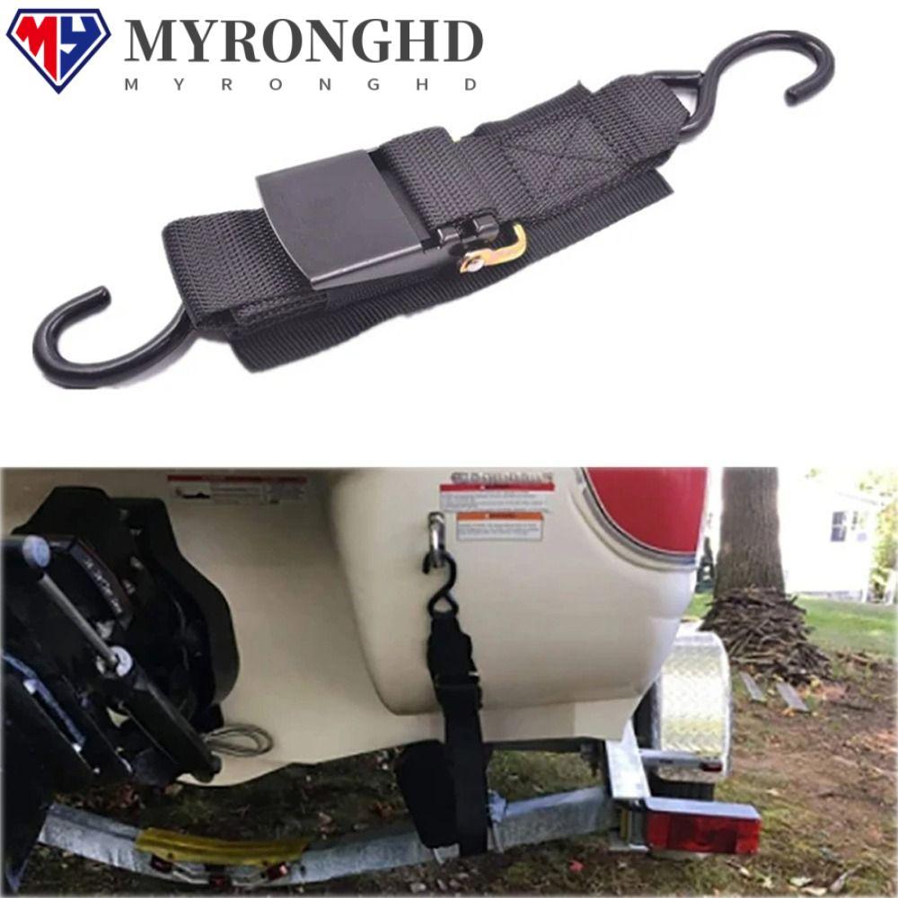สายรัดยึดเรือ MYRONGHD ขนาด 2 นิ้ว x 4 ฟุต พร้อมฮุค รองรับน้ำหนักถึง 1,200 ปอนด์ สำหรับรถบรรทุกเรือและสายรัดหัวเข็มขัด