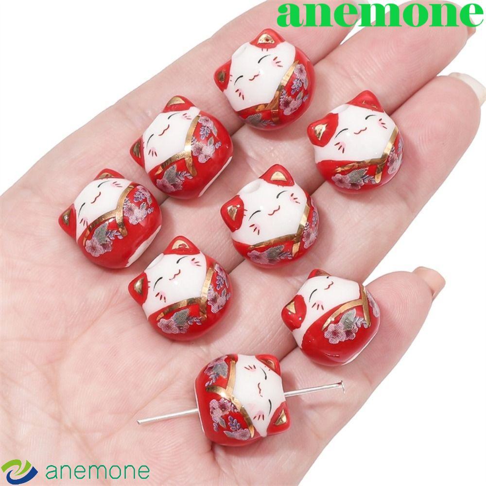 ลูกปัด ANEMONE Maneki-eko, Kitty Makeing Bracelet ลูกปัดแมว พลูตัส, สร้อยคอแมวสวยเซรามิค Fortune Cat