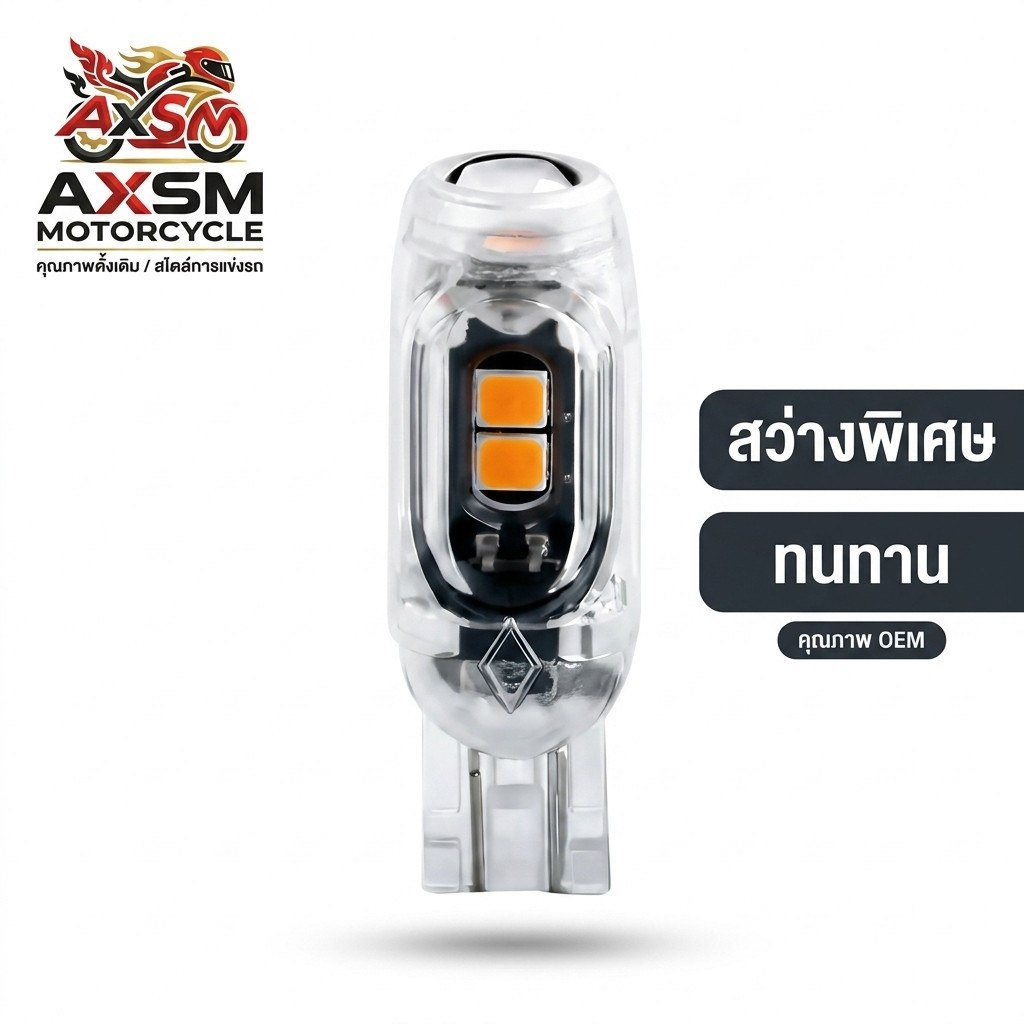 หลอดไฟเลี้ยวแฟลช (1ชิ้น) LED ขั้ว T10 5SMD สำหรับมอเตอร์ไซค์ และรถยนต์ สว่างตาแตก (พร้อมส่ง)