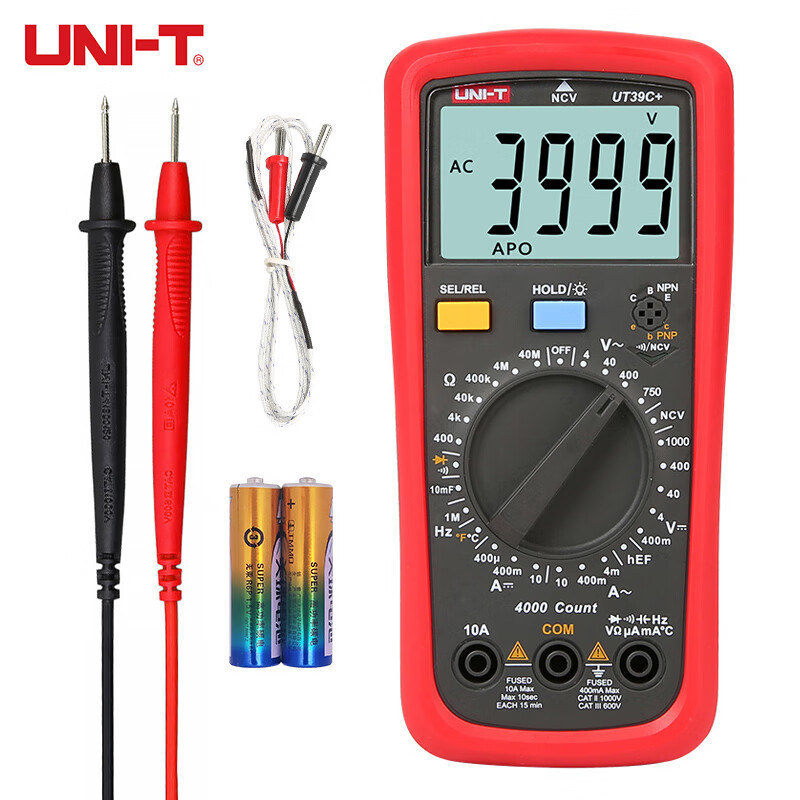 UT39C + LCD มัลติมิเตอร์แบบดิจิตอล AC DC แรงดันไฟฟ้าแอมป์มิเตอร์ความจุความต้านทานไดโอดทดสอบ