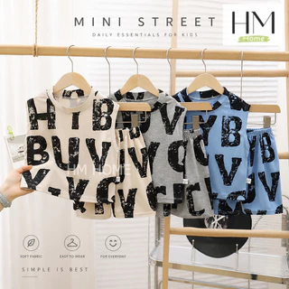 ชุดเซ็ตเสื้อกล้ามเด็ก ชุดเด็กแฟชั่น เซ็ต 2 ชิ้น ลายตัวหนังสือสุดเท่