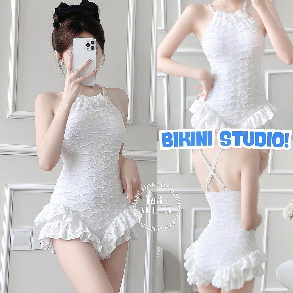 BIKINI STUDIO ชุดว่ายน้ำกระโปรง ระบาย 🧊 มีไซส์ M-XL | น้ำหนัก 40-65 กก. ส่งจากไทย Y676