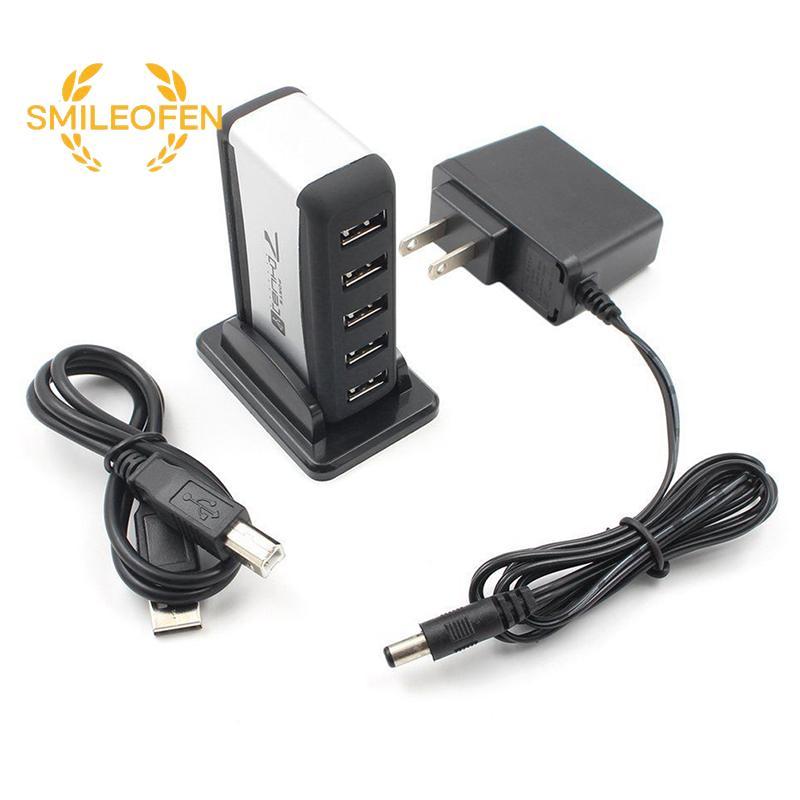 [Smileofen] USB 7-Port HUB ขับเคลื่อนด้วยสายเคเบิลอะแดปเตอร์ AC ปลั๊ก EU/US ความเร็วสูงสําหรับแล็ปท็