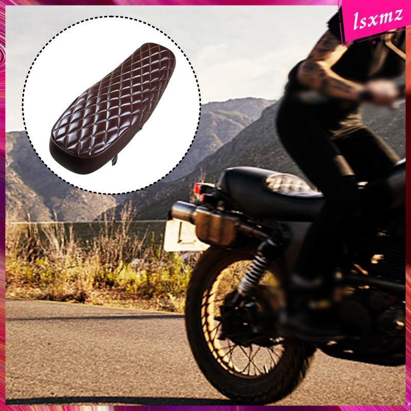 [Lsxmz] Vintage PU Leather Motorcycle Cafe Racer Seat Flat Saddle 63cm / 24.8" ยาว