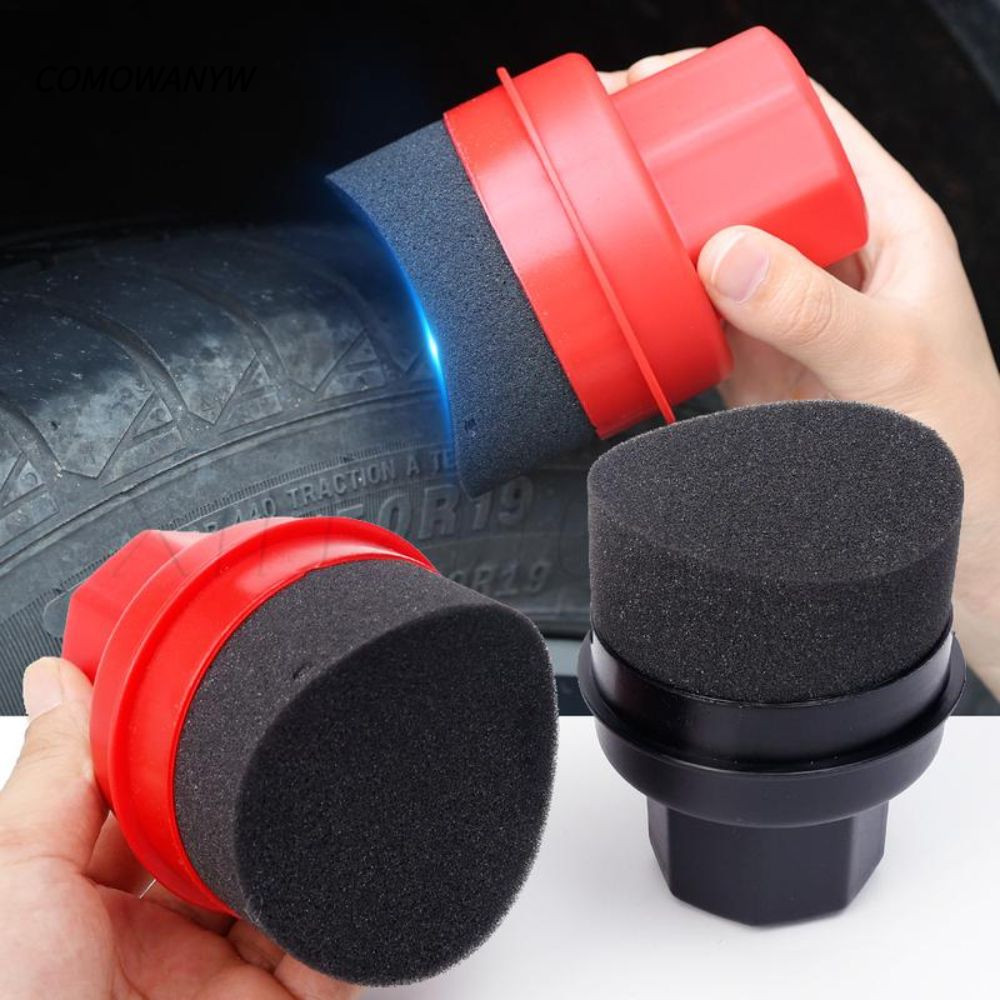 COMWANYW Autotyre Wax Applicator, โค้งนํามาใช้ใหม่ยางขัดฟองน้ํา,แบบพกพาพร้อมฝาครอบยาง Dressing Applicator สําหรับยาง Dressing Detailing Kit รถแว็กซ์เครื่องมือ