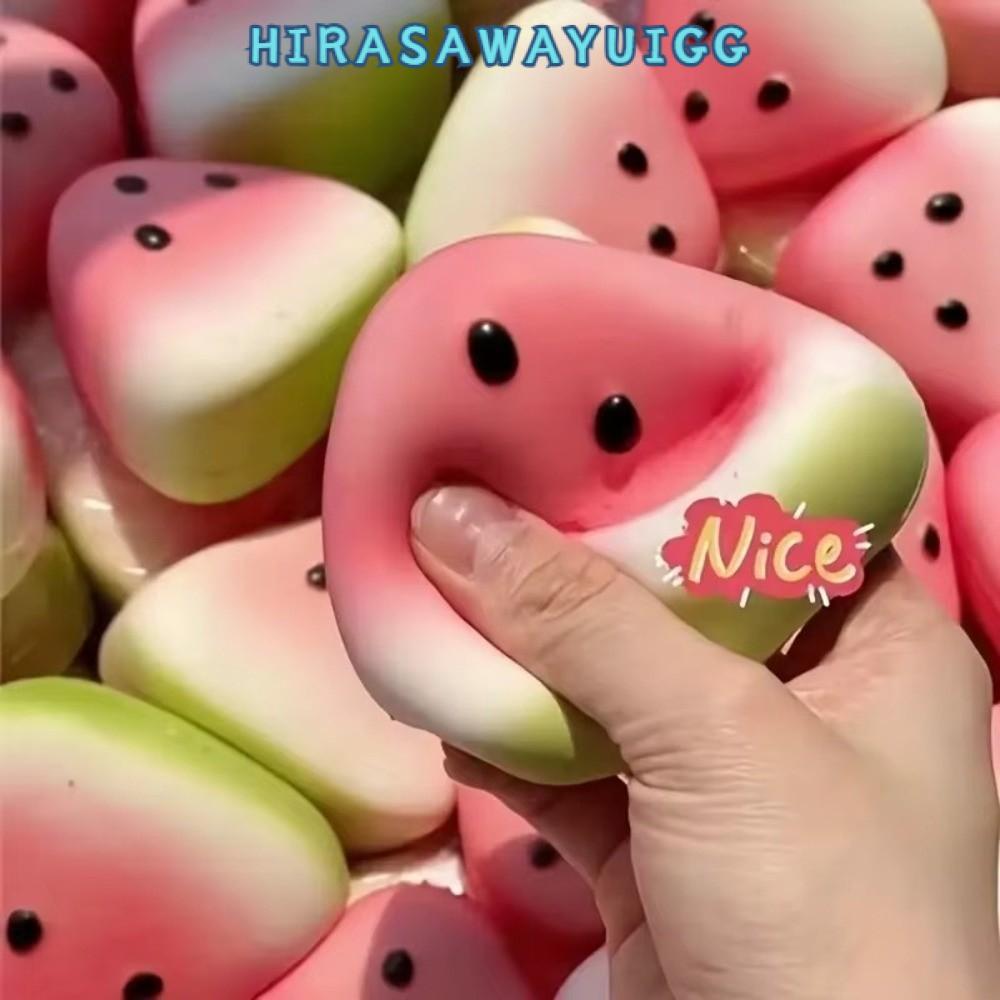HIRASAWAYUIGG เครื่องคลายเครียดแตงโม​​, ผิวน้ําแข็งนุ่มสกุชชี่เนื้อต่อต้านความเครียดบีบ, ของเล่นบรรเทาความวิตกกังวล​​ ของเล่นบีบรีบาวด์ช้า ​​บรรเทาความเครียดสํานักงานและโรงเรียน​​