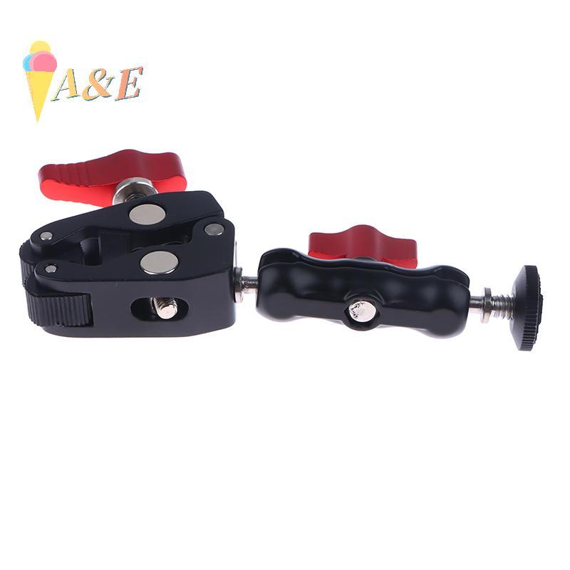 [QIMO] แคลมป์อลูมิเนียมอัลลอยด์พร้อมหัวบอลคู่ Magic Arm Clamp 1/4 3/8 รูสําหรับโทรศัพท์ Video Mount กล้อง Monitor LED Light Mic