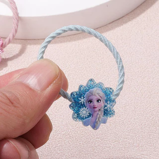 ชุดอุปกรณ์ตกแต่งผมสำหรับเด็ก 10 ชิ้น ลายเจ้าหญิงเอลซ่า สีฟ้า/ชมพู ยางรัดผมยืดหยุ่นสูง