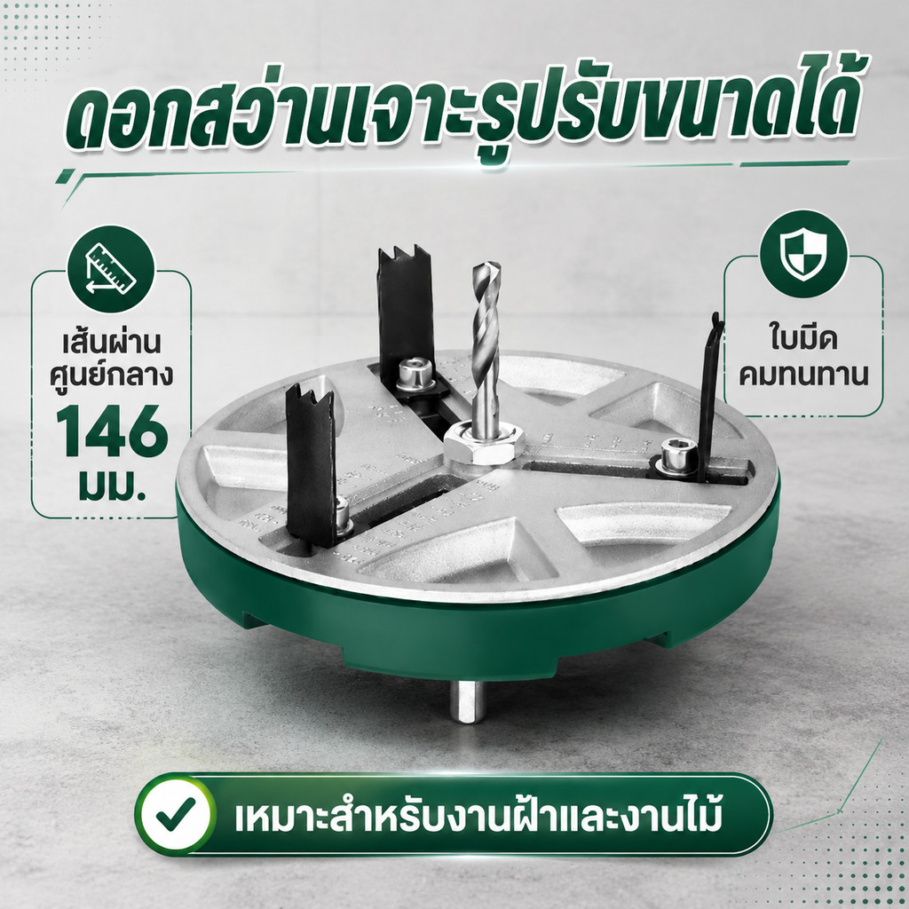 เลื่อยเจาะรูขนาดเส้นผ่านศูนย์กลางปรับได้