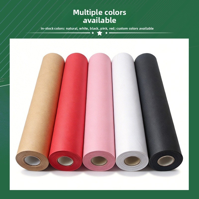 Eco-friendly imported kraft paper roll wrapping paper, handmade DIY colorful decorative gift wrappin