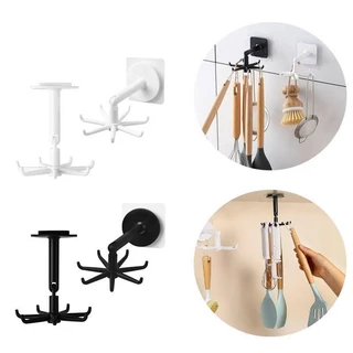 LoomLab พร้อมส่ง/ที่แขวนของในห้องครัว มี 6ตะขอ ที่แขวนตะหลิว ทัพพี กระบวย ตะขอติดเพดาน หมุนได้ 360 องศา ยืดได้