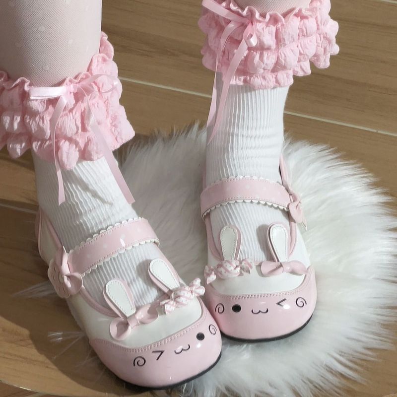 [คลังสินค้าพร้อมจัดส่งที่รวดเร็ว] Lolita Lolita รองเท้าในร่มน่ารักหวานแบน Lolita ในร่ม