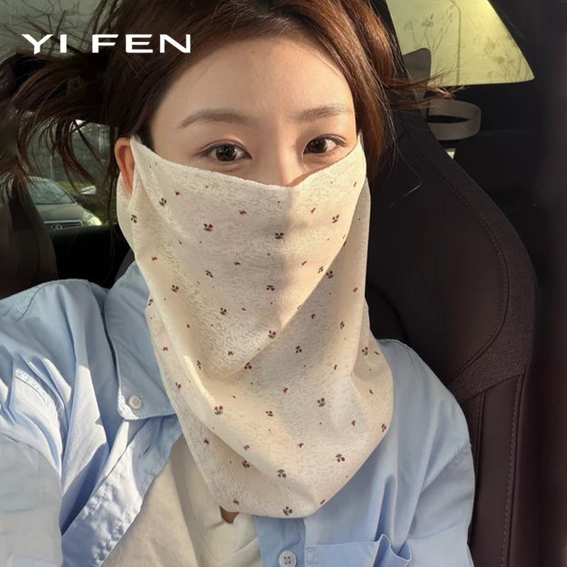 ยี่เฟน หน้ากากกันแดดดอกไม้เต็มใบหน้าและคอ น้ําหนักเบา ระบายอากาศ ฤดูร้อน ขี่กลางแจ้ง ป้องกันแดด