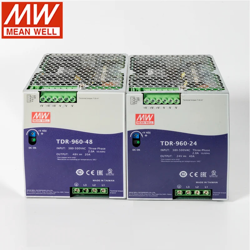 MEAN WELL TDR-960 TDR-960-24V 40A TDR-960-48V 20A สามเฟสอุตสาหกรรม DIN RAIL พร้อมฟังก์ชั่น PFC TDR-9