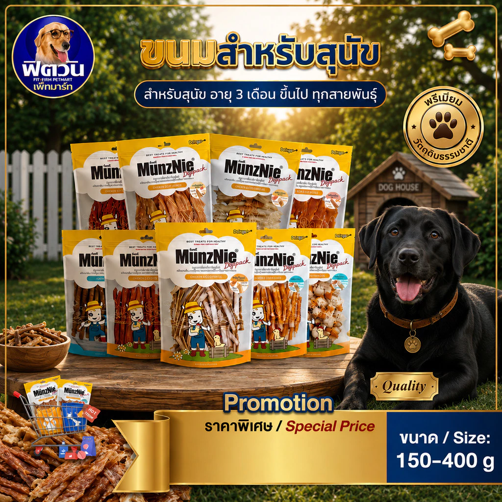 Munzine ขนมสันในไก่คละแบบขนาด 300-400 กรัม