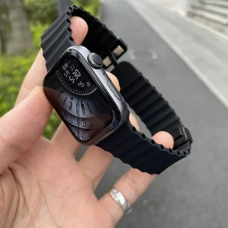 สายซิลิโคนแม่เหล็กมหาสมุทรสําหรับ Apple Watch 46/49/45/44/42/41/40/38 มม. Series 1-11 SE Ultra – สายรัดกีฬาระบายอากาศพร้อมพื้นผิวคลื่น