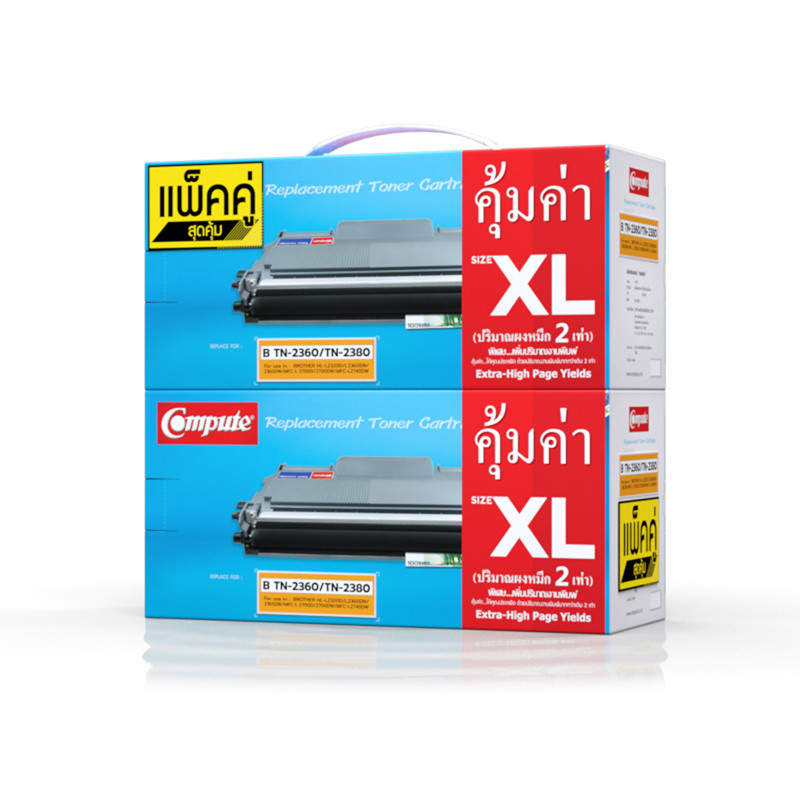 COMPUTE ผงหมึก รุ่น B TN2360/TN2380 P2 สีดำ (แพ็คคู่)