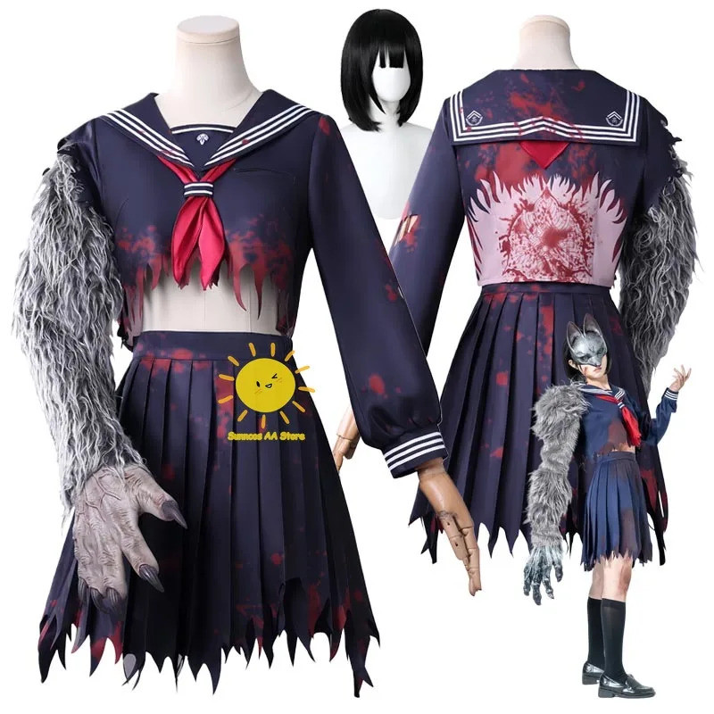 ชุดคอสเพลย์ Hinako Shimizu จาก Silent Hill F พร้อมเสื้อกระโปรงและถุงมือพลาสติก เหมาะสำหรับผู้ใหญ่หญิ
