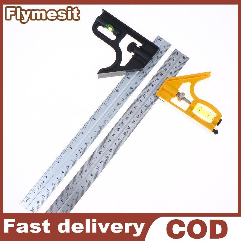 Flymesit 12 นิ้วรวมกันไม้บรรทัดสี่เหลี่ยม 300 มม. เครื่องวัดระดับหลายมุมสําหรับงานไม้หัตถกรรมและการประชุมเชิงปฏิบัติการเครื่องมือ EN