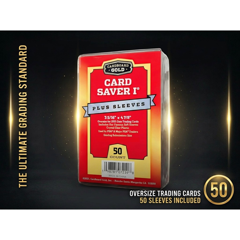 Cardboard Gold Card Saver 1 with Sleeves - Multiple Pack Sizes - Semi-Rigid Card Holders for Trading