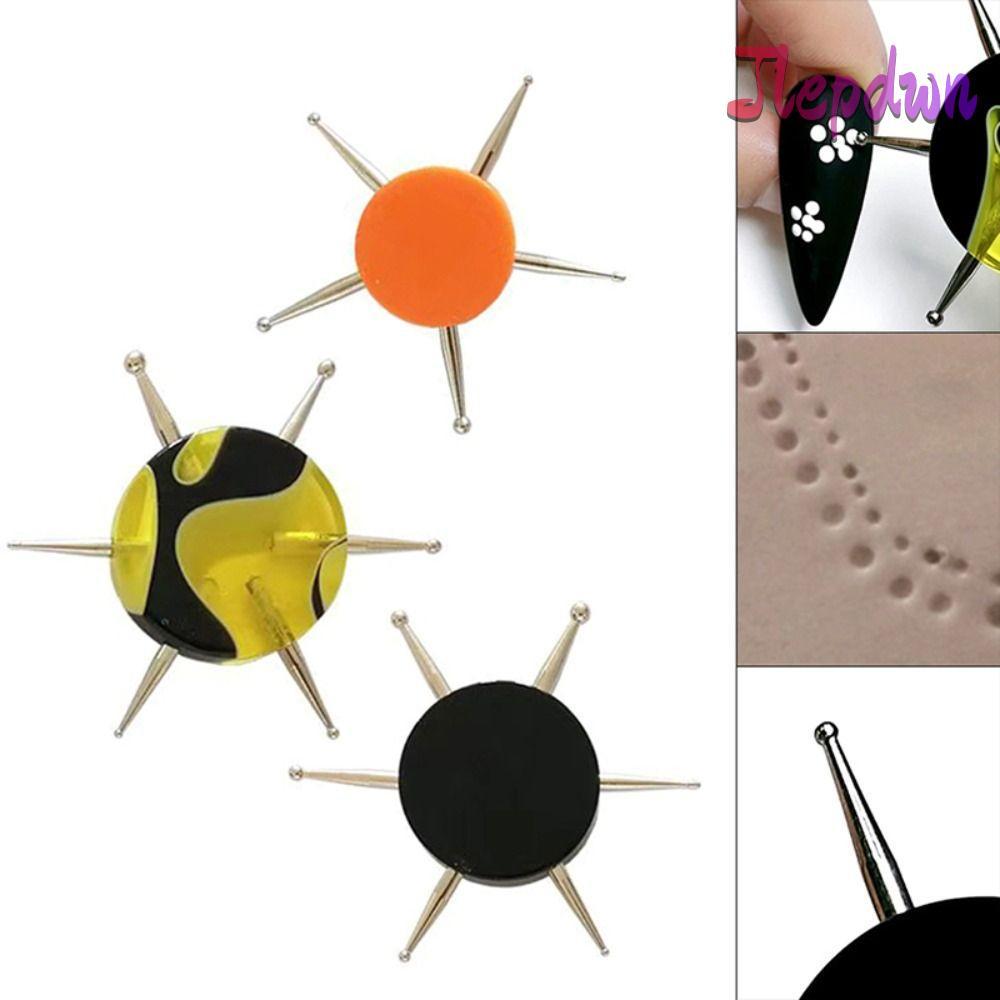 JEPDWN Nail Art Dotting Tools ปากกาเจาะจุดเล็บ 6 หัว Dot Painting