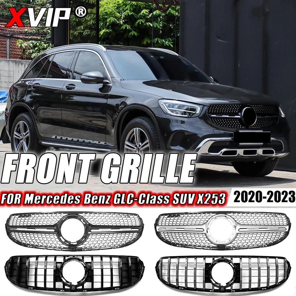 XPV Chrome สีดําเพชรสไตล์ด้านหน้า Racing Grilles สําหรับ Mercedes Benz GLC-Class SUV X253 20-23 GLC3