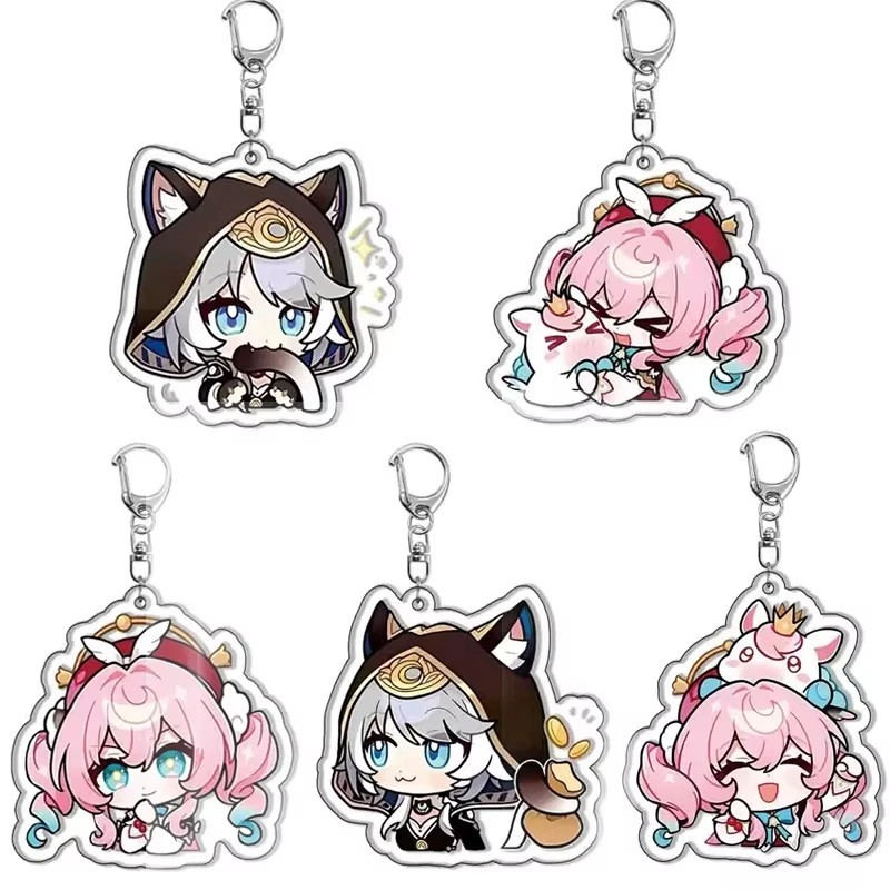 Honkai Star Rail อะคริลิค Mica Chibi พวงกุญแจ Hyacine Hyacinthia Cipher Ciifera ตัวอักษรแขวนกระเป๋าเ