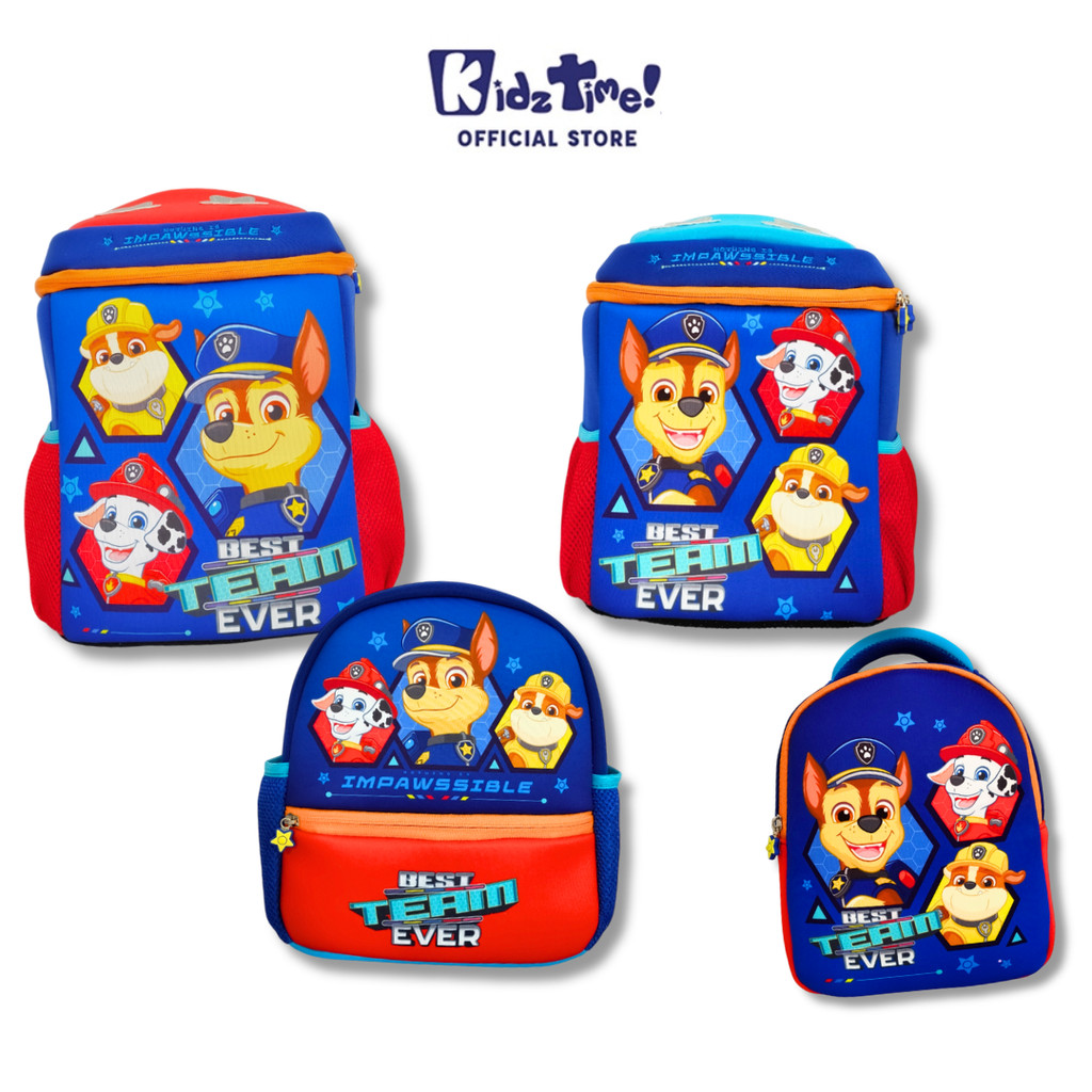 Kidztime เด็กเด็ก Paw Patrol Design Barrel กระเป๋าเป้สะพายหลังก่อนวัยเรียนโรงเรียนอนุบาลกระเป๋านักเรียนหน้าอกกระเป๋าสะพายกันน้ํา