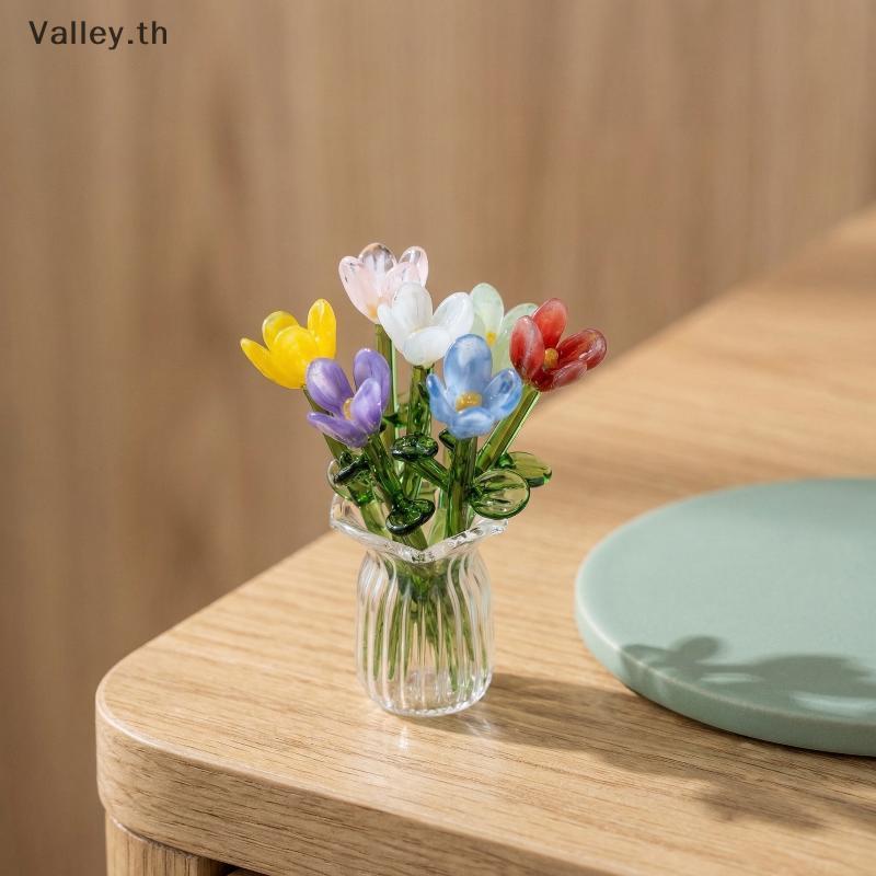 [Valley] 6 7 ชิ้นเหมือนจริงจําลองดอกไม้แก้วประดิษฐ์ตกแต่งบ้าน Stems สําหรับตกแต่งโต๊ะที่ทันสมัยและขอ