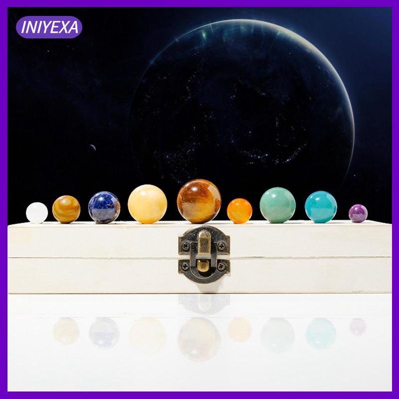 [Iniyexa] คริสตัล Galaxy Universe 9 ชิ้นพร้อมกล่องไม้คริสตัลบอลเก้าดาวเคราะห์