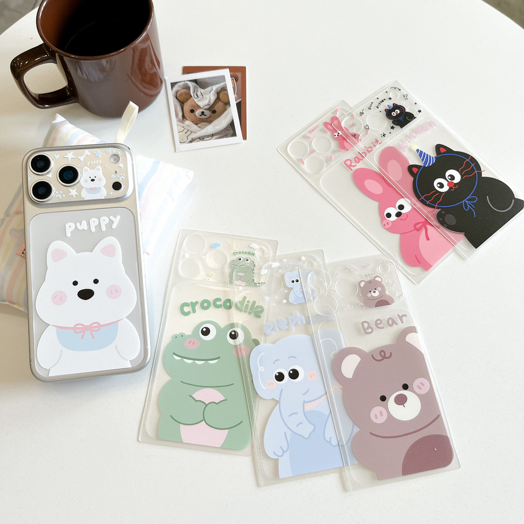 น่ารักการ์ตูน Frosted กลับฟิล์ม Ultra-Thin Anti-Fingerprint Matte ป้องกันผิว, Scratch ทนสติกเกอร์ห่อ Decal ใช้งานร่วมกับ iPhone 17 Pro / 17 Pro Max