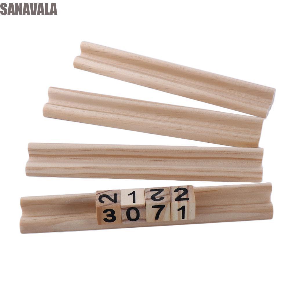 SANAVALA Domino Holders Domino Games 4 Racks Wooden for Kids Mahjong Domino Trays Holders