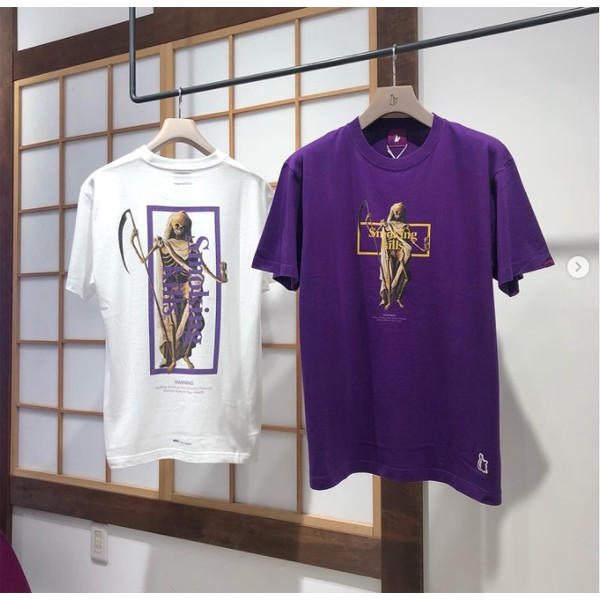 #FR2 Nadeshiko Smoking Death Skeleton เสื้อยืดแขนสั้นลําลองหลวมสําหรับคู่รักชายและหญิง