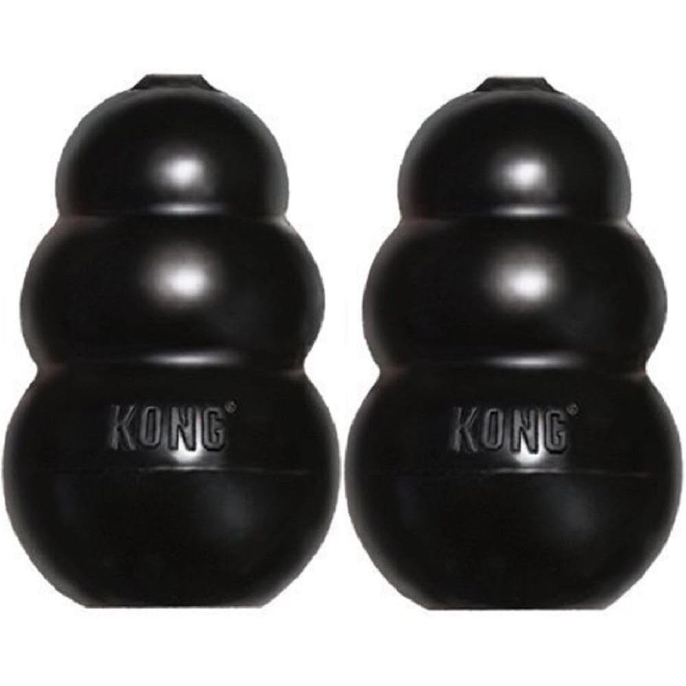 Kong Extreme Dog Toy 2-Pack, Large - Tough Chew Toys for Agressive Chewers - ยางทนทานสีดํา