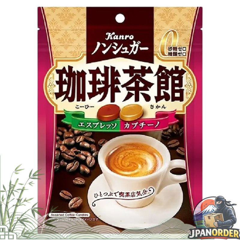 Kanro No Sugar Coffee Teahouse 72g ลูกอม ไร้น้ำตาล รสกาแฟ เกรดพรีเมี่ยม ครีมนมเข้มข้น