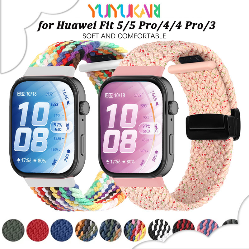 สายรัดแม่เหล็กถักไนลอนสำหรับ for Huawei Watch Fit 5 4 3 / 5 Pro / 4 Pro สายรัดแทนสำหรับ